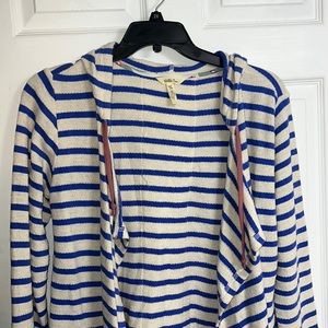 Matilda Jane Blue and White Striped Cardigan Hoodie Size Medium